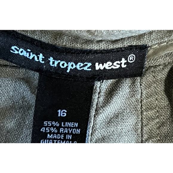 Saint Tropez West Womens Linen Blend A-Line Panel Midi Skirt Moss Green 16 - Picture 4 of 4